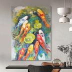“Colorful Koi Fish” - Impressionist Animal Painting On Canvas PT2351