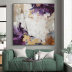 “Purple - Gold Abstract with Bold Shapes” - Expressive Abstract Painting On Canvas PS0259
