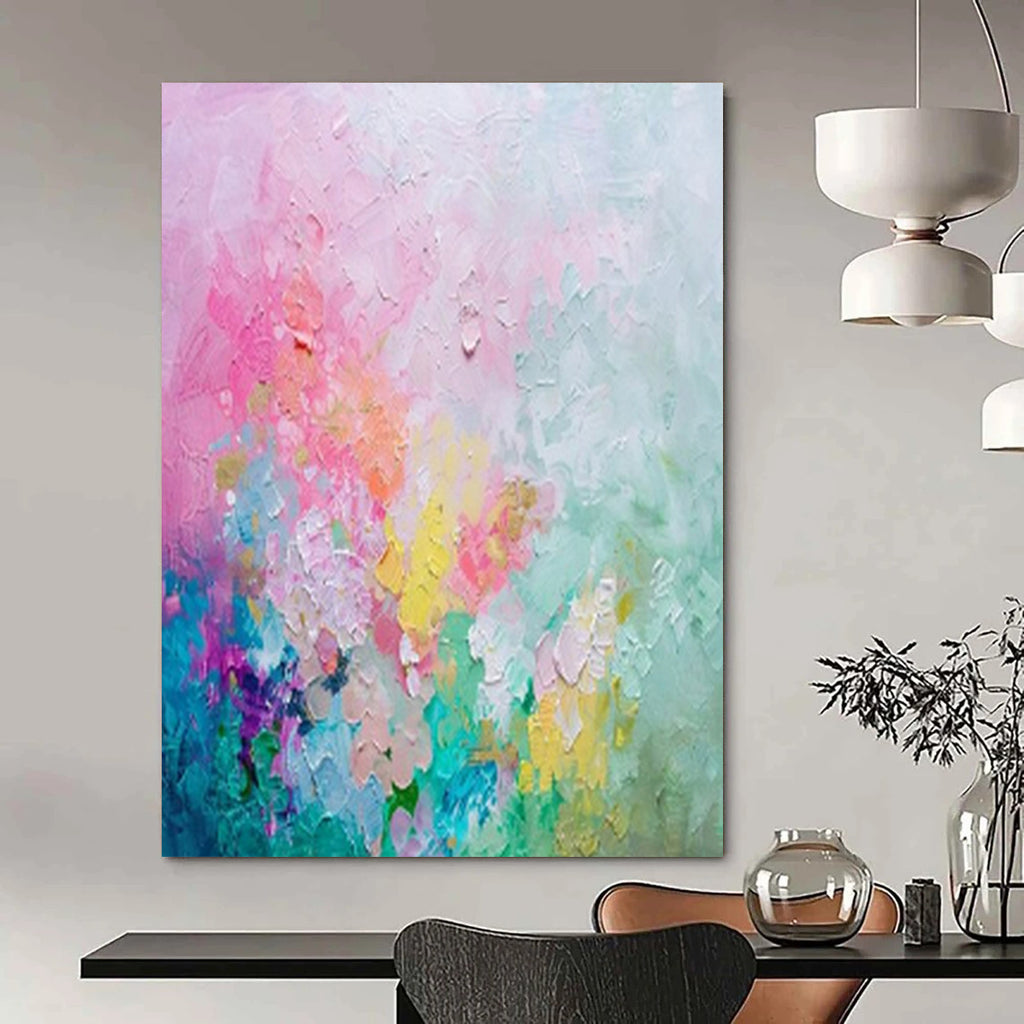 Pastel Palette, "Blush Blossom" – Impressionistic Abstract Painting On Canvas PS1026