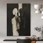 “Black & White Figures” - Abstract Expressionist Painting On Canvas PT2171