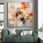 “Vibrant Orange - Pink Geometric Abstraction” - Dynamic Abstract Painting On Canvas PS0225