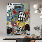 Colorful Mixed Shapes "Urban Mosaic" Vibrant Abstract Painting On Canvas PS1096