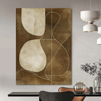 Brown and White Abstract, "Earthly Lines" – Abstract Line - Art Painting On Canvas PS0941