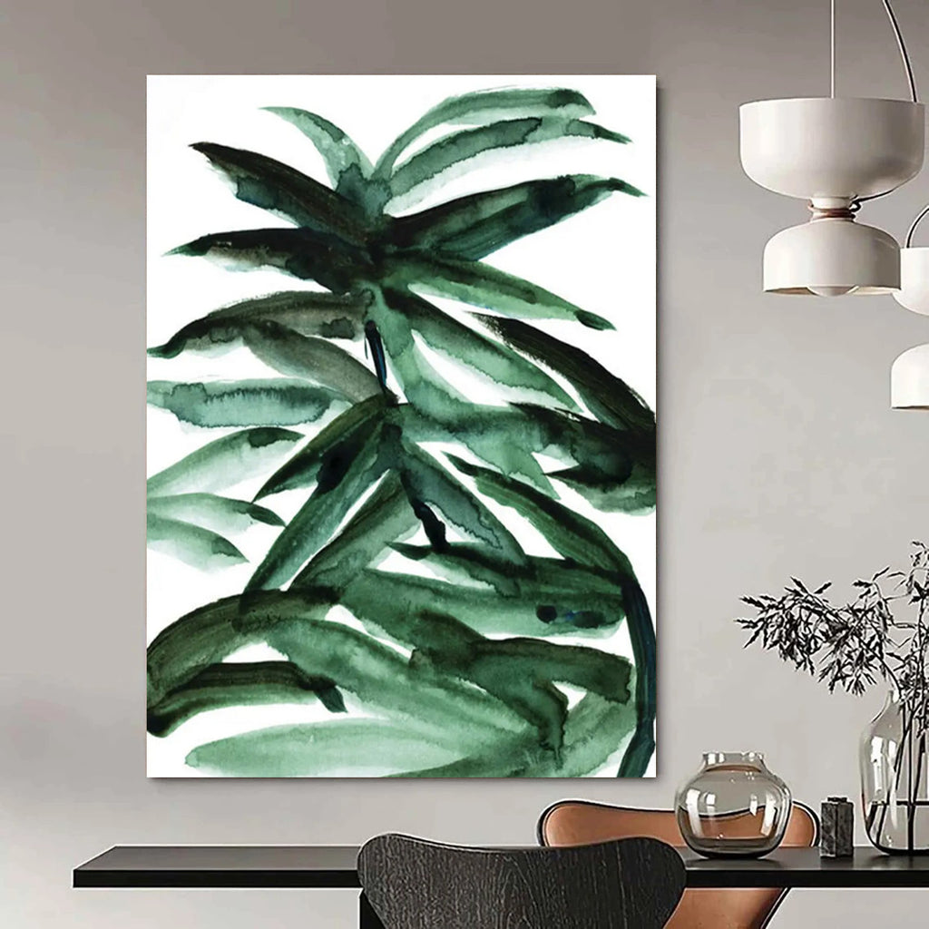 “Muted Green & Gray Split” - Subtle Color Blocking Painting On Canvas DS243