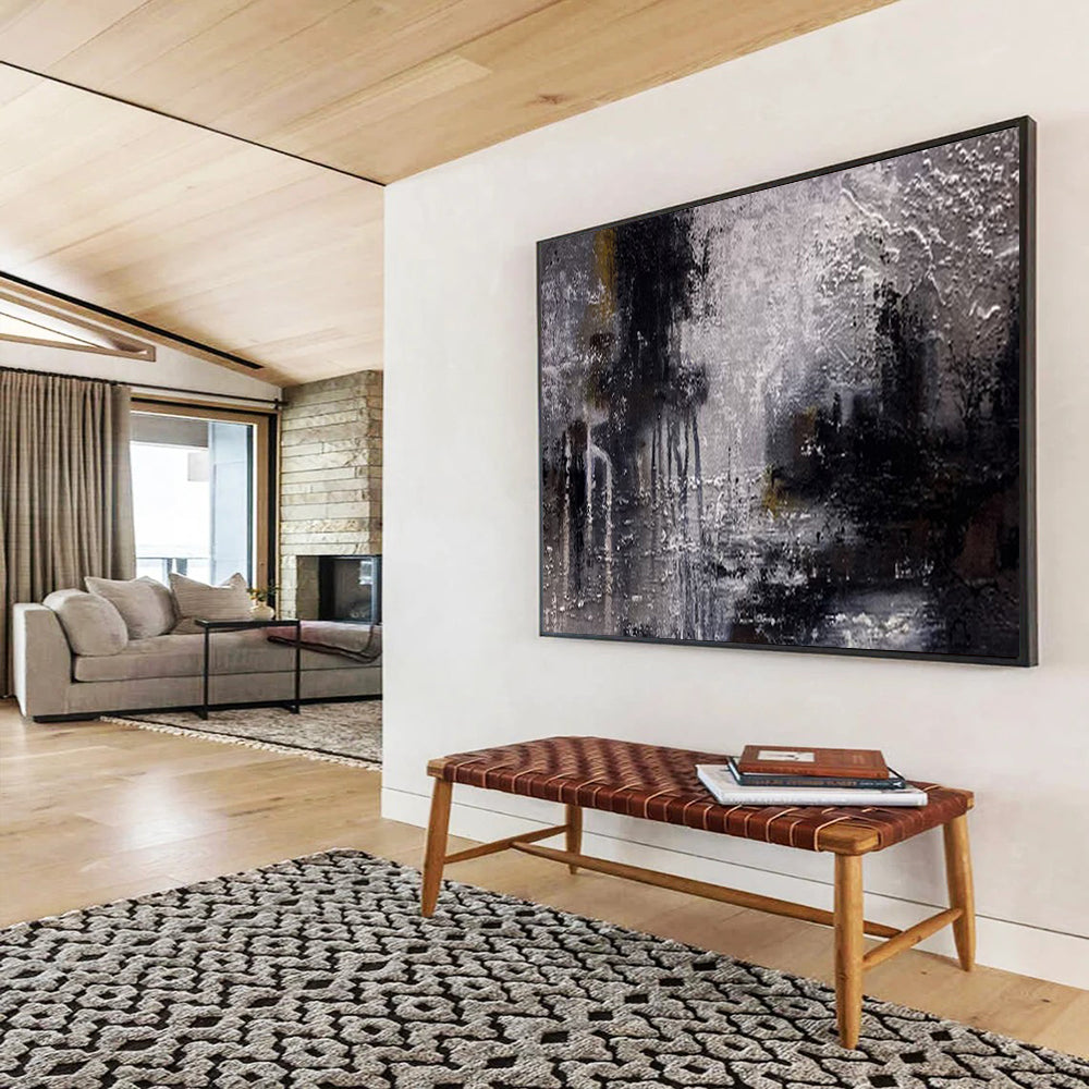 “Abstract Cityscape in Gray” - Abstract, Urban - Styled Painting On Canvas DKS009