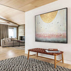 “Golden Moon with Flying Birds” - Impasto Sky - scape - Painting On Canvas PT1773