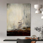 “Gray - Brown Cityscape Abstract” - Atmospheric Abstract Painting On Canvas PT2301