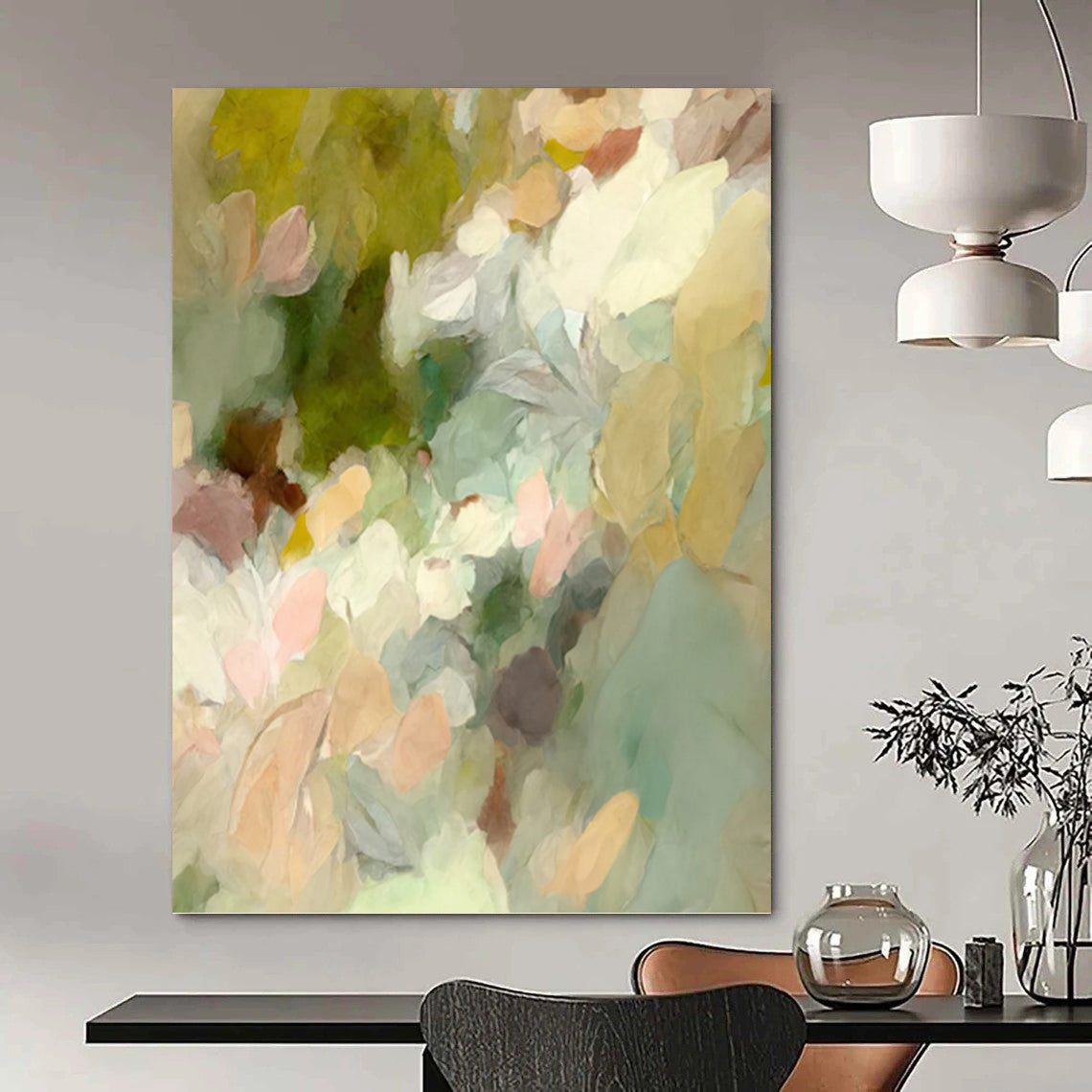 “Soft Color Flower Abstract” - Minimalist Floral Painting On Canvas PT1352
