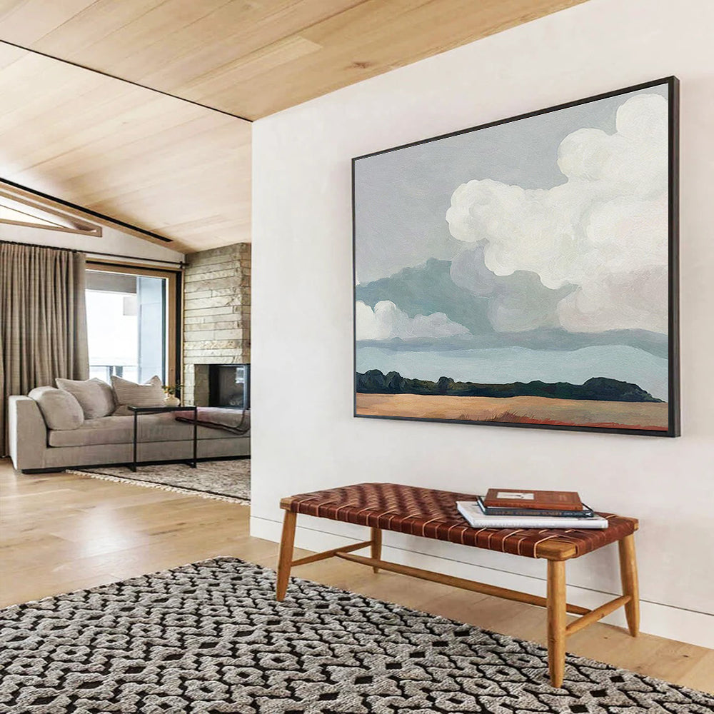 “Pastel Sky and Field” - Minimalist Oil Painting On Canvas DKS793