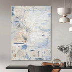 “Light Blue Abstract Sketch” - Delicate Strokes in Soft Tones Painting On Canvas DS144