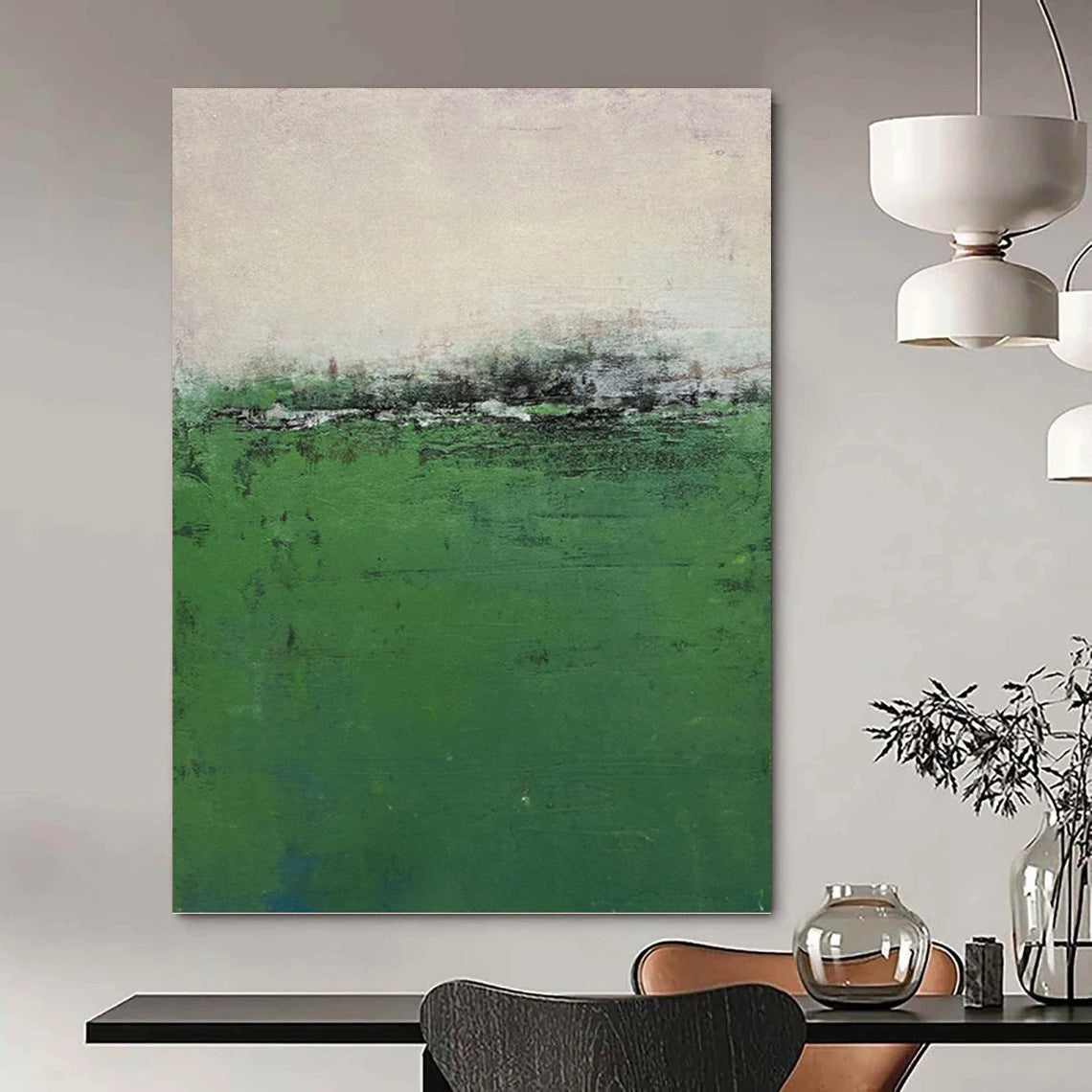 “Vast Green Field Abstract” - Impressionist Abstract Painting On Canvas PT1207