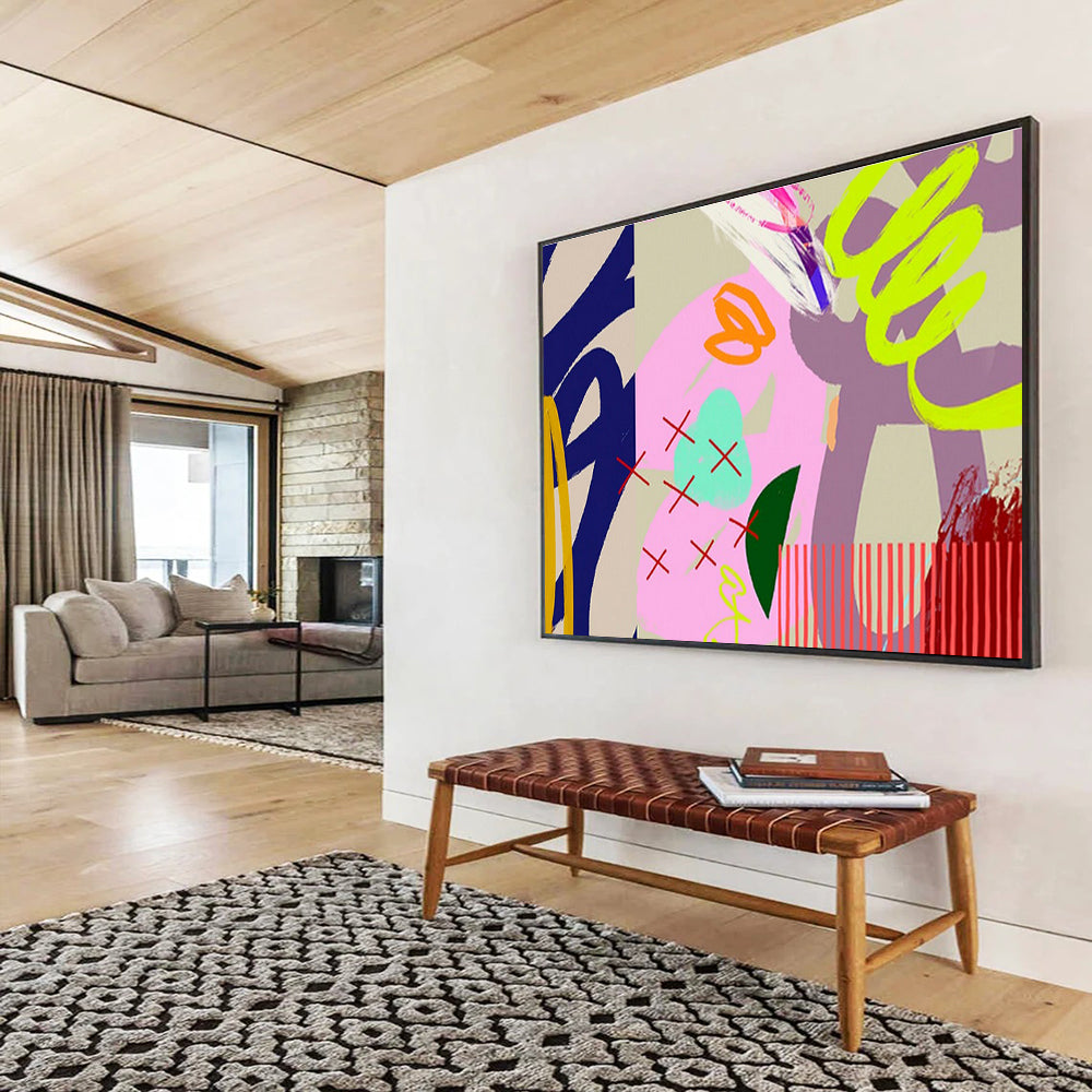 “Neon - Pastel Abstract Play” Abstract Painting On Canvas DKS200