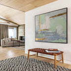 Pastel Greens and Blues with Gold Abstract Painting On Canvas DKS179