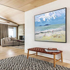 “Textured Beach Scene Painting” - Textured Landscape Painting, Fits Coastal - Themed Home & Family Room DKS628