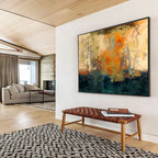 Mixed - Tone Abstract Horizon - Layered Landscape Painting On Canvas DKS378