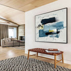Cool Blues and Dynamic Lines - Modernist Abstract Painting On Canvas DKS318