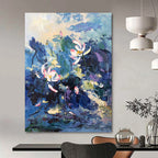 “Blue - Purple Lotus Pond” - Impressionist Floral Painting On Canvas PT1298
