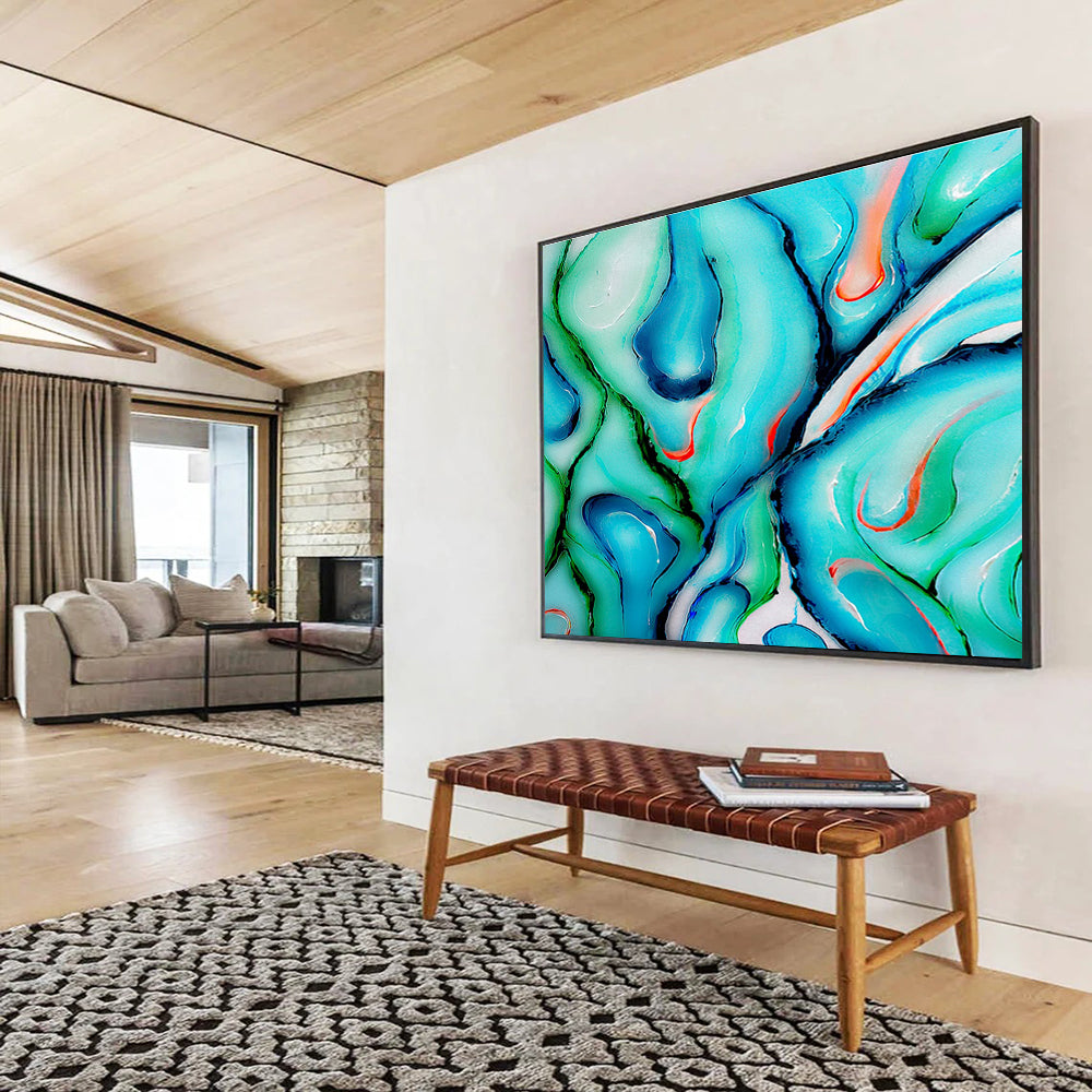 “Swirled Teal - Green Abstract” - Fluid Acrylic Painting on Canvas DKS917