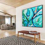 “Swirled Teal - Green Abstract” - Fluid Acrylic Painting on Canvas DKS917