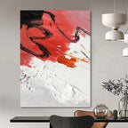 “Red - Black Abstract Splashes” - Abstract Expressionist Painting On Canvas PT1290