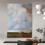 Blue, Gray, Green and Brown with Textured Layers "Subtle Horizon" Abstract Landscape Painting On Canvas PS1140
