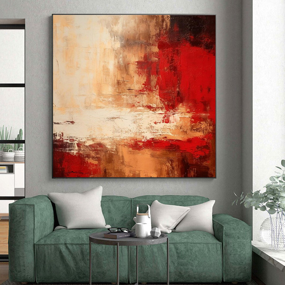 Warm Brown - Red Charm - Mainly Brown - Red and Off - White - Abstract Expressionism PS0774