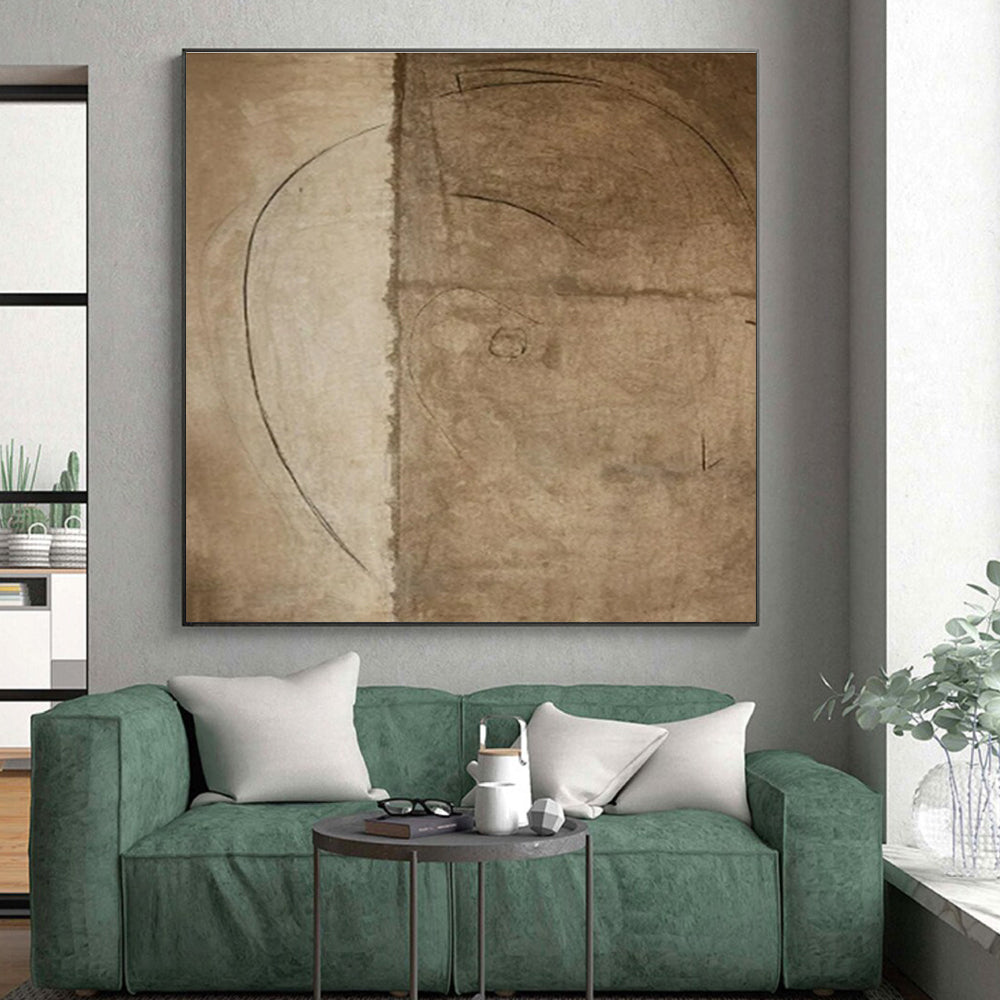 “Brown Line Sketches” - Brown Abstract Minimalist Drawing - Style Painting On Canvas PS0708
