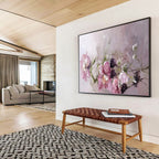 “Pink Flowers with Baby’s Breath” - Romantic Floral - Painting On Canvas PT1762