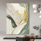 “Green and Gold Abstract” - Luxurious, Abstract Painting On Canvas PT1495