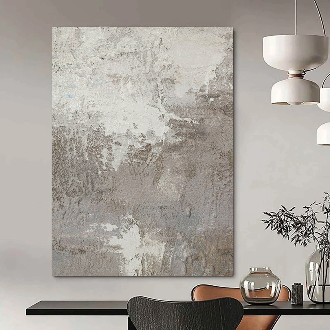 “Textured Gray and White Abstract” - Abstract, Neutral - Toned Painting On Canvas PT1500