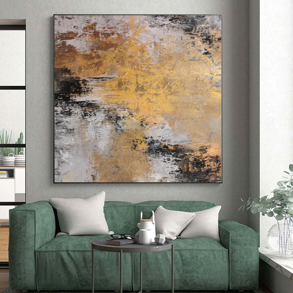 “Gilded Abstract Fusion” - Luxe Abstract Painting On Canvas PS0011