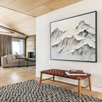 “White Textured Mountain Relief” - Sculptural Abstract Painting On Canvas DKS459