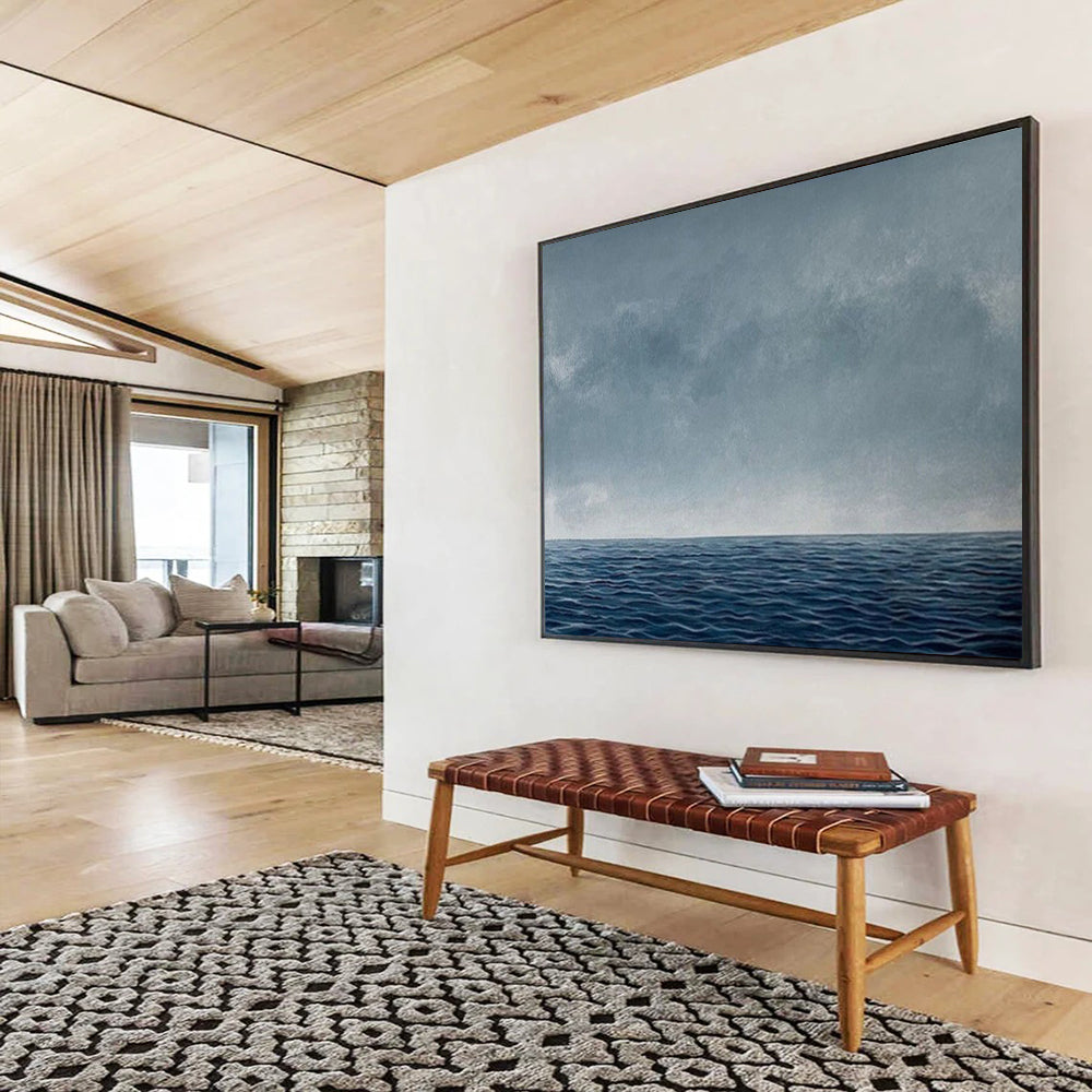 “Blue - Gray Serene Ocean” - Smooth Gradients “Infinite Tide” Painting On Canvas PT1668