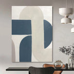 “White - Blue Curved Textures” - Minimalist Abstract Painting On Canvas PT1163