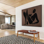 “Brown Silhouette Figures” - Black & Brown Figurative, Modernist Oil Painting On Canvas DKS743