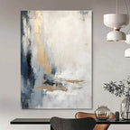 Gray, White, Gold, Blue with Abstract Textures "Textured Elegance" Abstract Painting On Canvas PS1338
