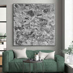“Gray - White Splatter Abstraction” - Gray, White Abstract Painting On Canvas PS0478