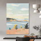 “Sunset Lakeside View” - Warm Hues, Lake & Landscape Painting On Canvas PT1460
