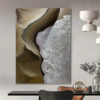 “Brown and Grey Textured Abstract” - Earthy Impasto Painting On Canvas PT0987