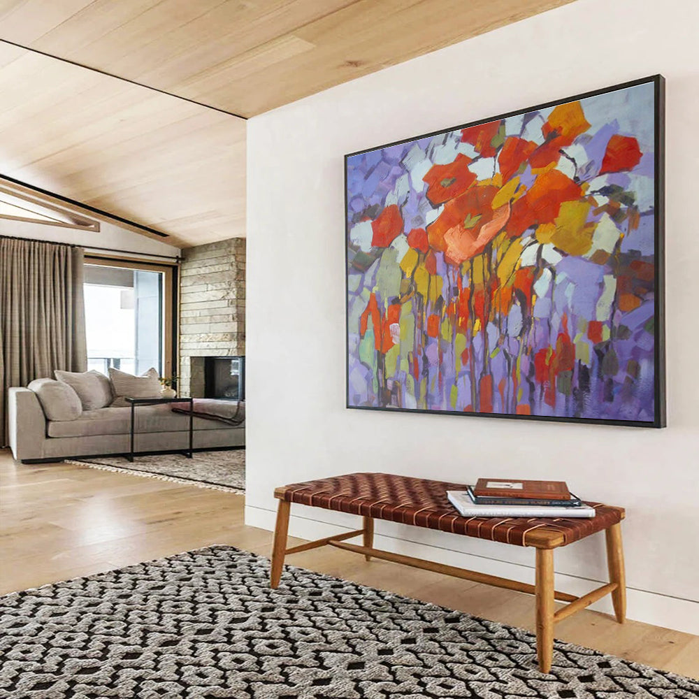 “Colorful Cubist Flowers” - Cubist Oil Painting On Canvas DKS853