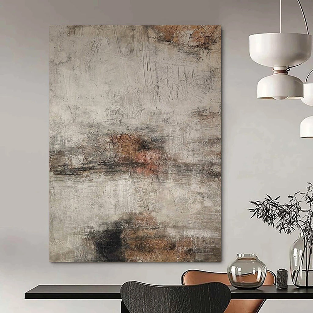 Gray and Brown Textured, "Earthy Memories" – Textured Abstract Painting On Canvas PS0967