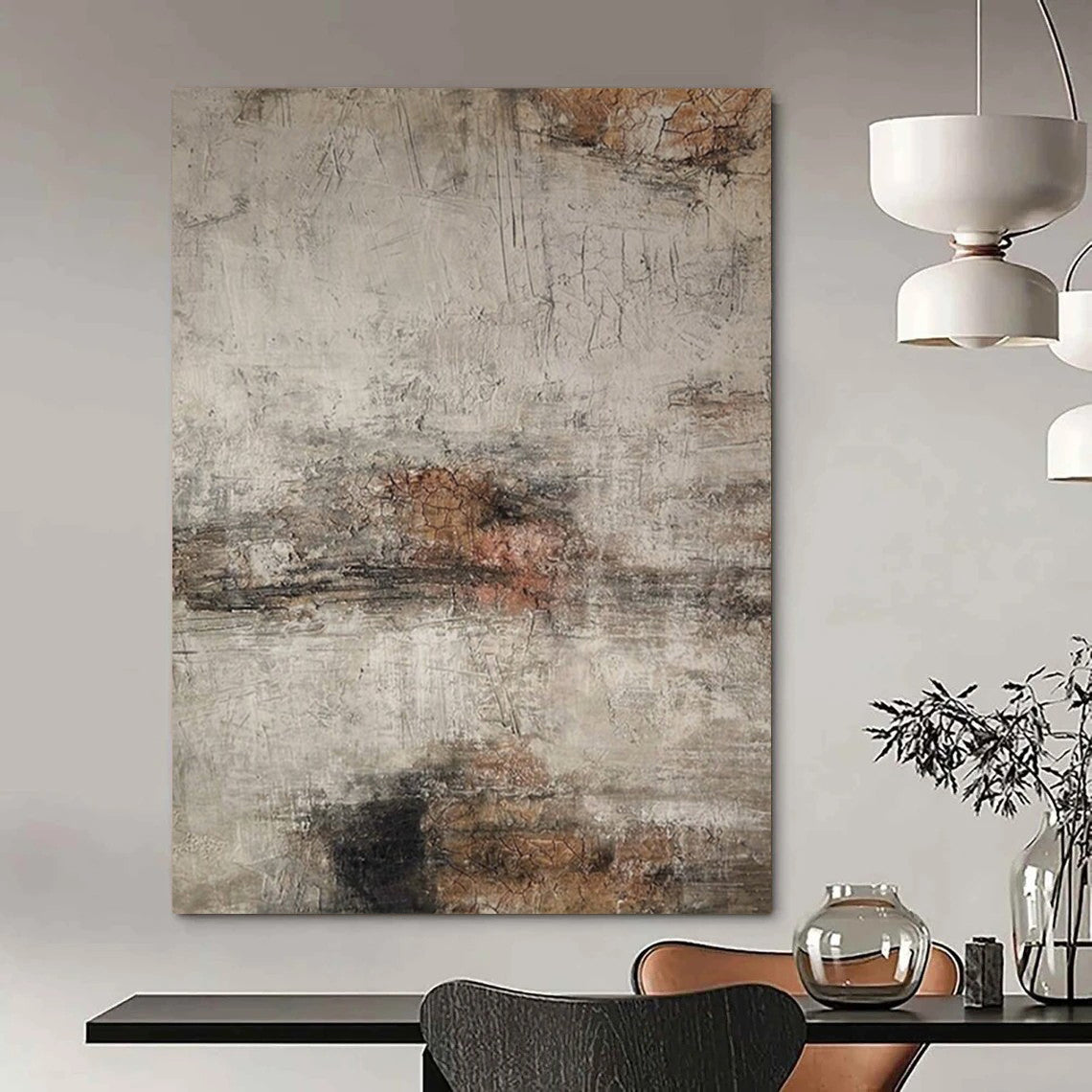 Gray and Brown Textured, "Earthy Memories" – Textured Abstract Painting On Canvas PS0967