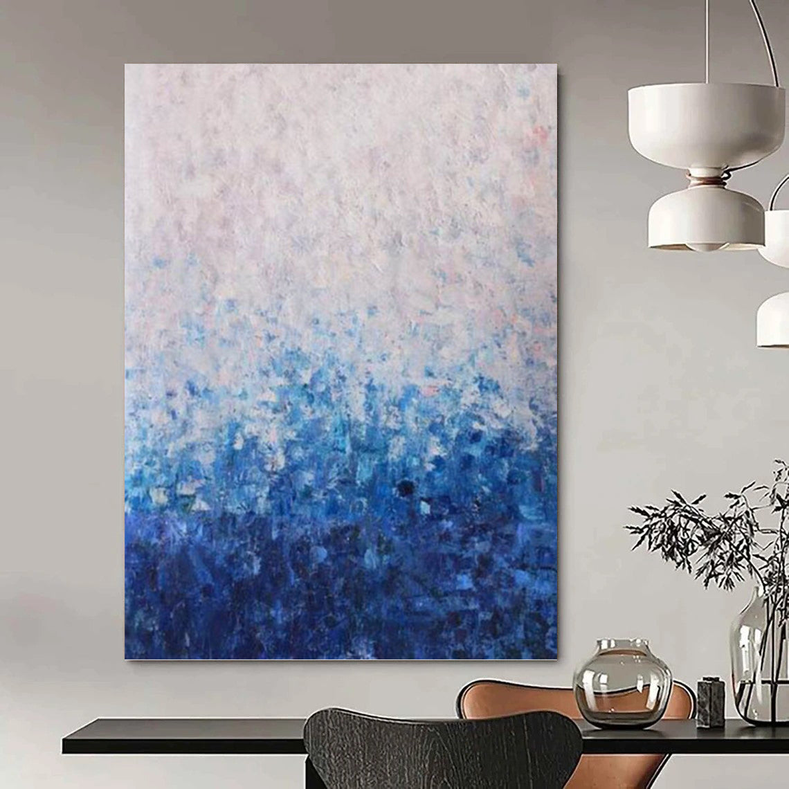 “Blue - White Abstract” - Impressionist - Inspired Painting On Canvas PT1350