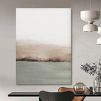 “Tiny Gray - Beige Watercolor Hills and Lake” - Watercolor Painting On Canvas PT2062