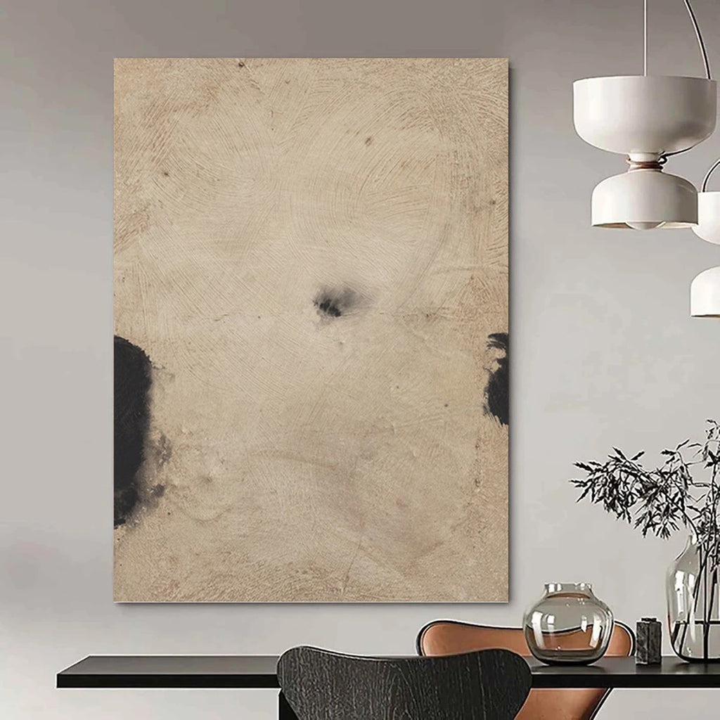 “Ethereal Beige Abstract with Black Accents” - Abstract - Inspired Minimalist Painting On Canvas PT1421