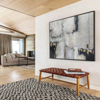 Gray - Gold Geometric Abstract - Modern Abstract Painting On Canvas DKS351