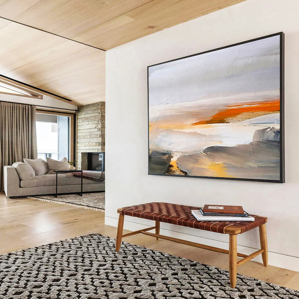 “Minimalist Horizon Abstract” - Soft - toned Landscape Painting On Canvas DKS382