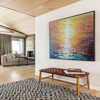 “Sunset Over the Ocean” - Impressionistic Seascape Painting, Suitable for Coastal Bedroom & Relaxation Lounge DKS637