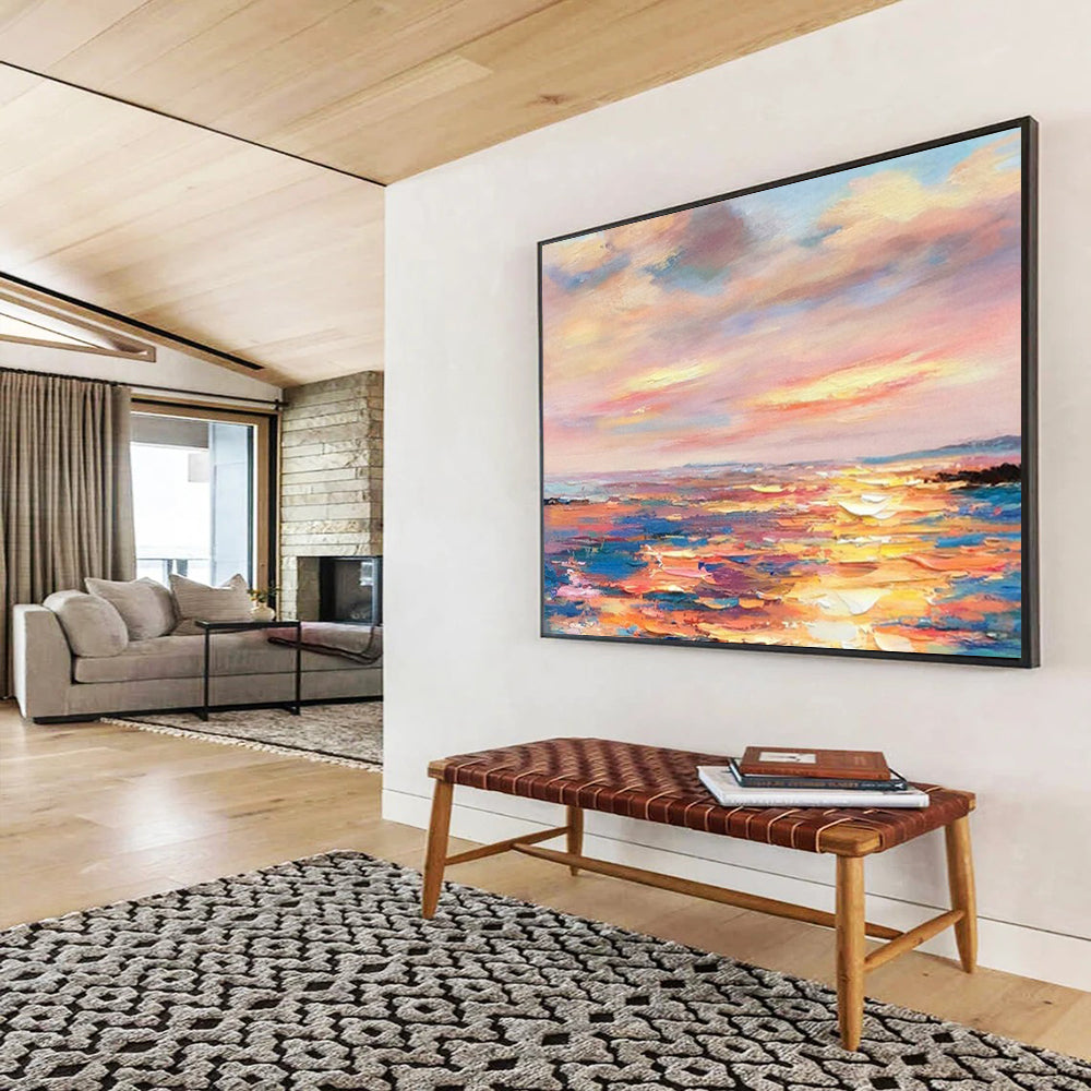 “Pastel Sunset Seascape” - Impressionist Landscape - Painting On Canvas PT1736