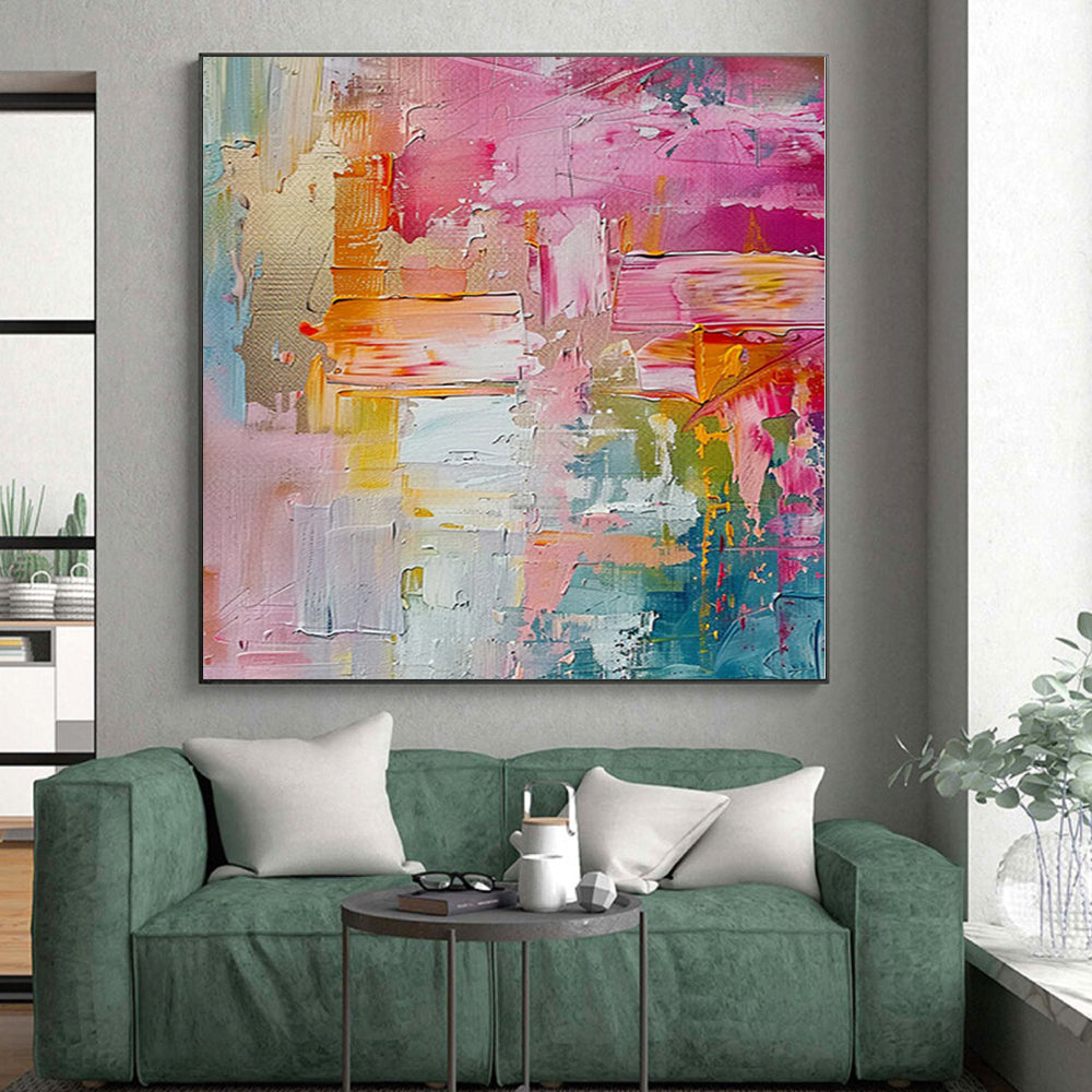 “Pink - Colorful Abstract” - Expressive Abstract Painting On Canvas PS0090